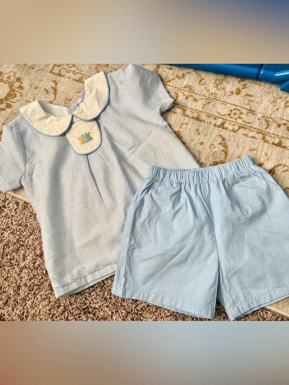3T toddler boys stitchy fish Peter Pan collar perfect for Easter
